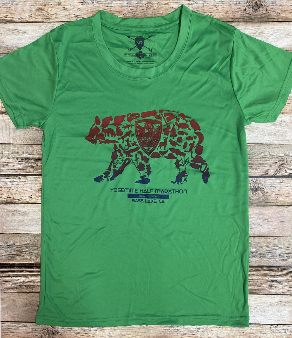 Vacation Races- Womens Size M Green Yosemite Half Marathon T-Shirt